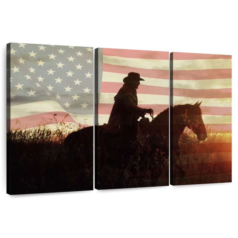 Lelar Cowboy US Flag, 48" H x 74" W