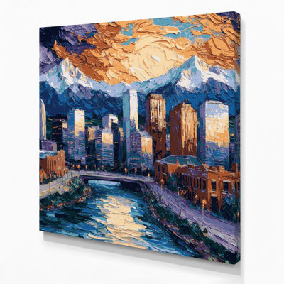 Cities Denver CO Gray Canvas Wall Art