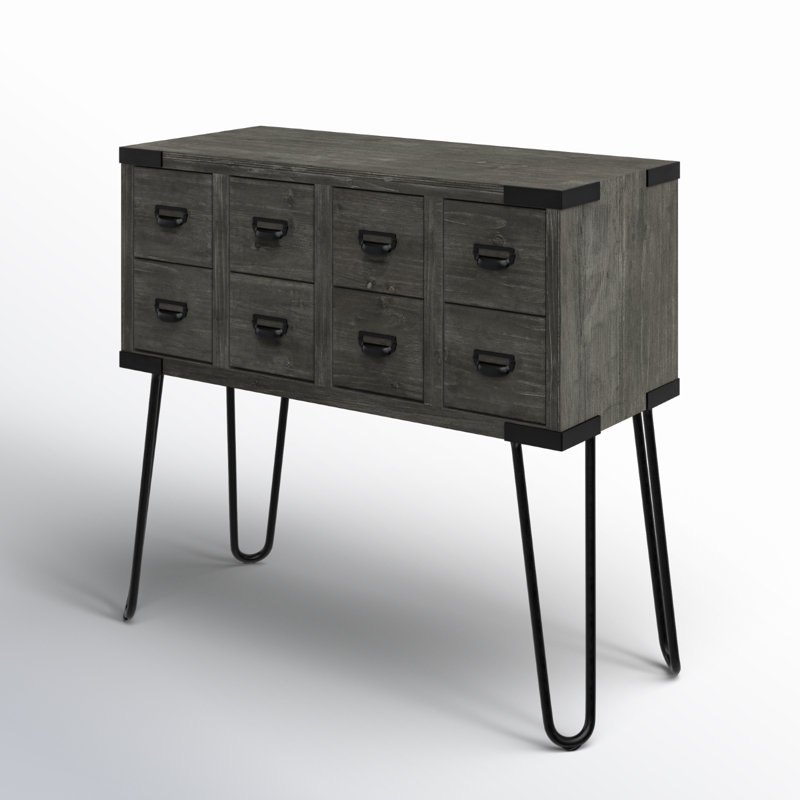 Console de rangement à 8 tiroirs H 32 po x l 36 po Ellefson, Gris