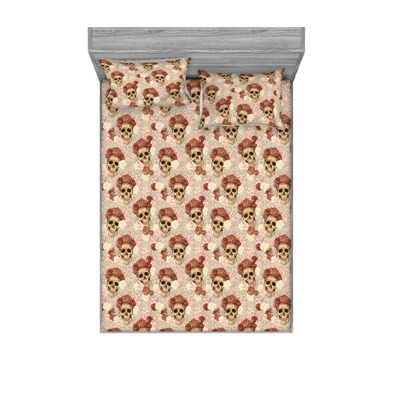 Drap-housse et taies décoratives Ambesonne, Ensemble de draps pour grand lit avec 2 taies d'or