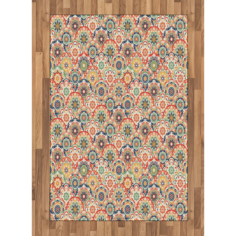 Geometric High Density Long Fiber Poly Threads Decorative Area Rug Carpet, Rectangle 4' x 5'8"
