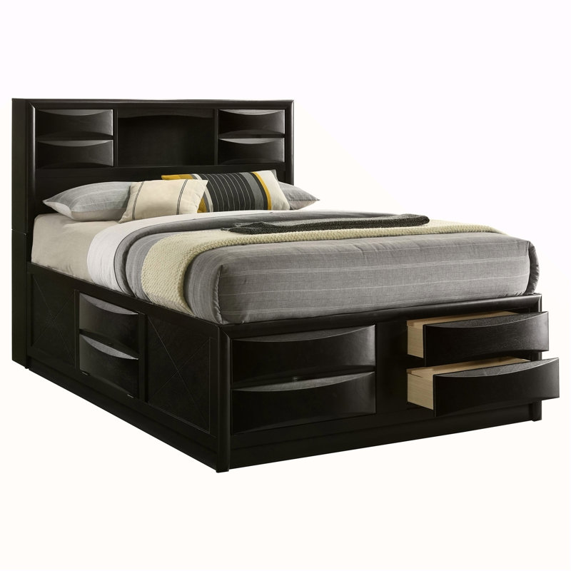 Grand lit de rangement noir Jazz