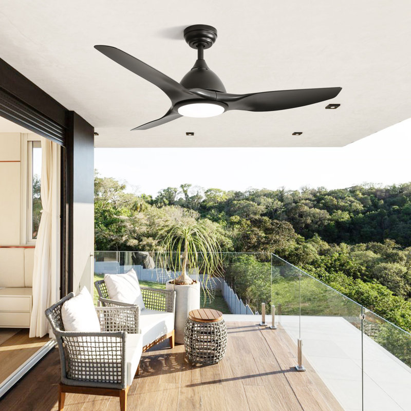 Ventilateur de plafond 52 po avec lumière DEL, Noir, noir, noir, noir