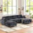 121" Modern Corduroy Modular Sectional Sofa, U-Shape & L-Shape Convertible 6-Seater with Adjustable Headrests and Storage, Memory Foam-1172924500