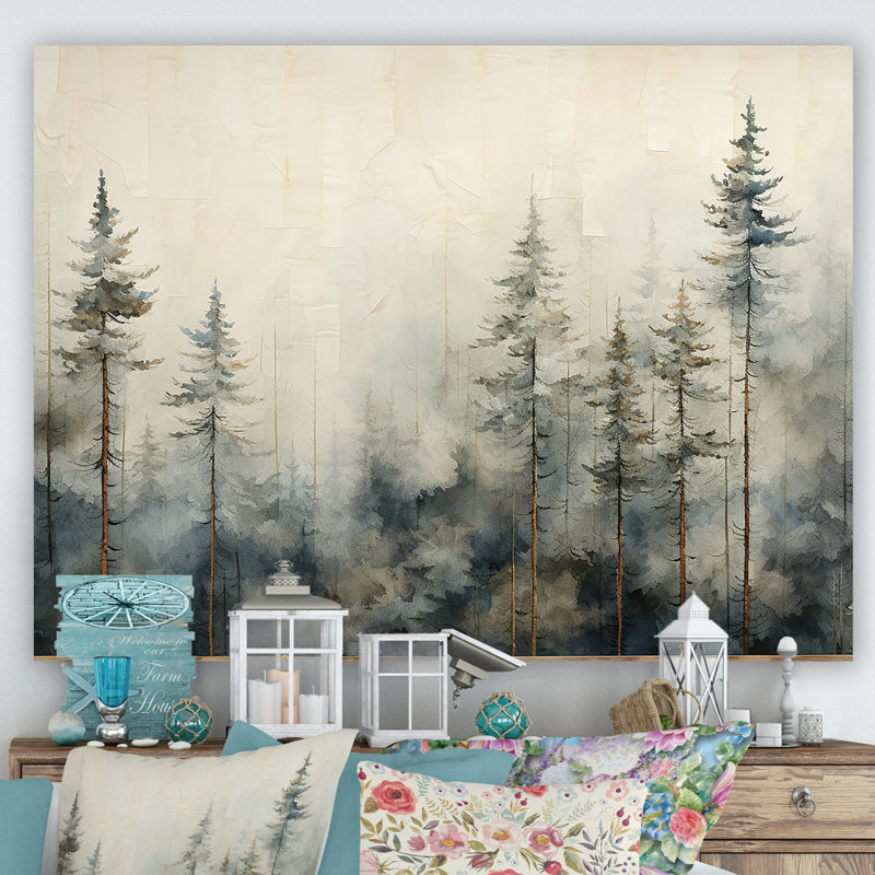 Minimalisme forêt de pins d'hiver - décoration murale forêt, H 12 po x l 20 po x P 1 po, Toile tendue