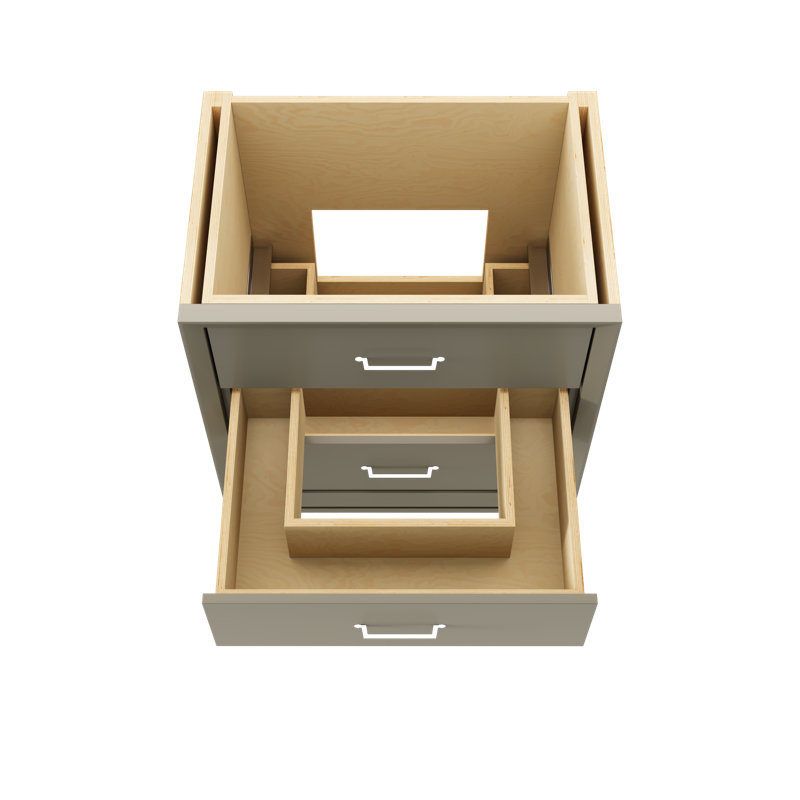 Meuble-lavabo simple à trois tiroirs Alexandra, 30", Olive française, Chrome poli
