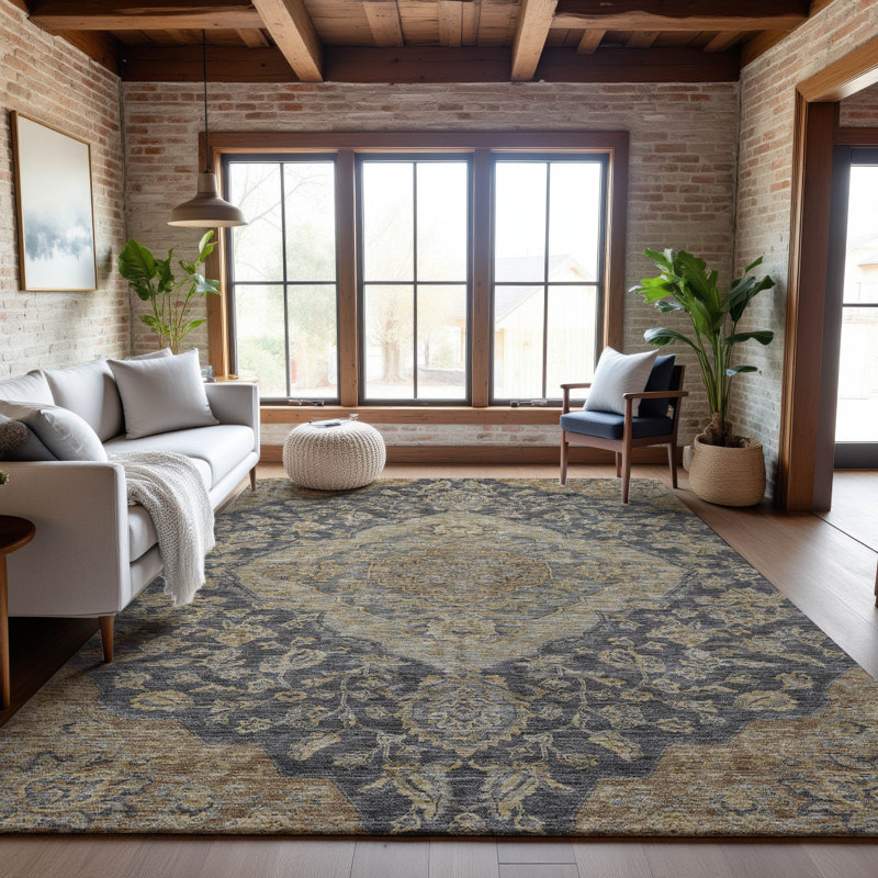 Premium Machine Washable Gurubaksh AMF1151 Global Rug, Rectangle 8 pi x 10 pi