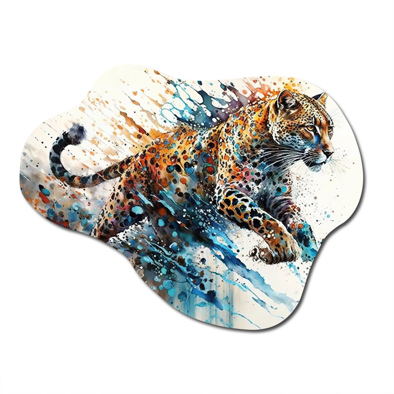 Guépard - guépard asymétrique, décoration murale sculpture en métal nuage, H 27 po x l 35 po