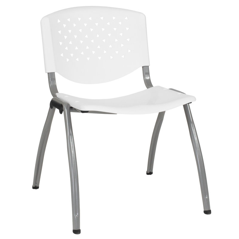 Titanium Gray 880 lb Capacity Ergonomic Stack Chair - White