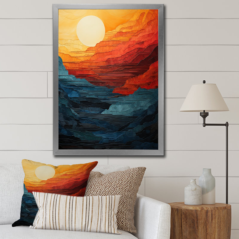 «Bold Sunrise Horizon IV - Sunrises Sunset», reproduction d'art, Cadre photo argenté, H 32 po x l 24 po x P 1 po
