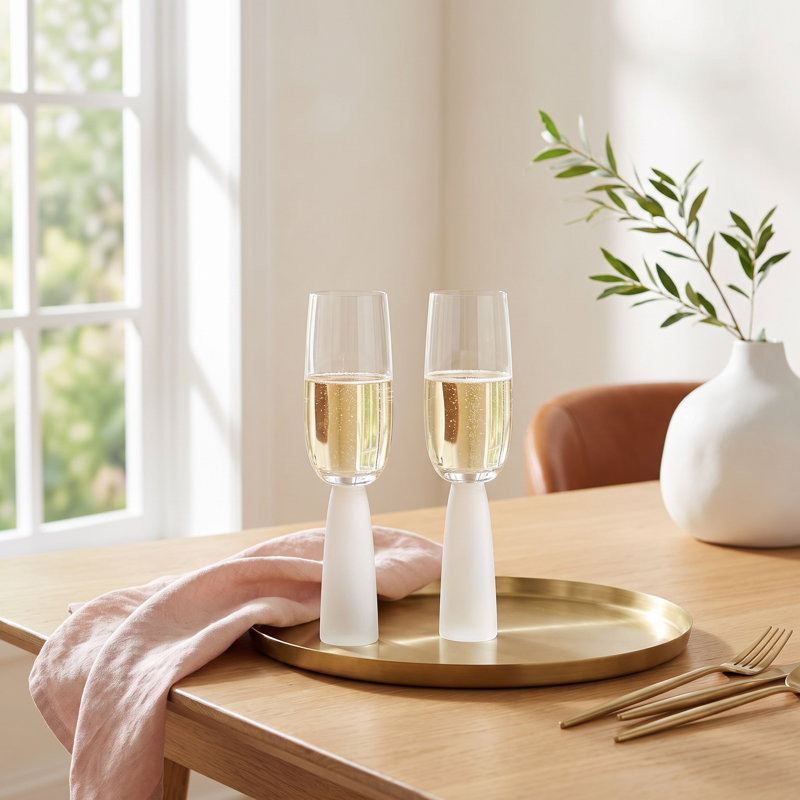 Peri 6.75oz. Champagne Glass Stemware Set, Frost