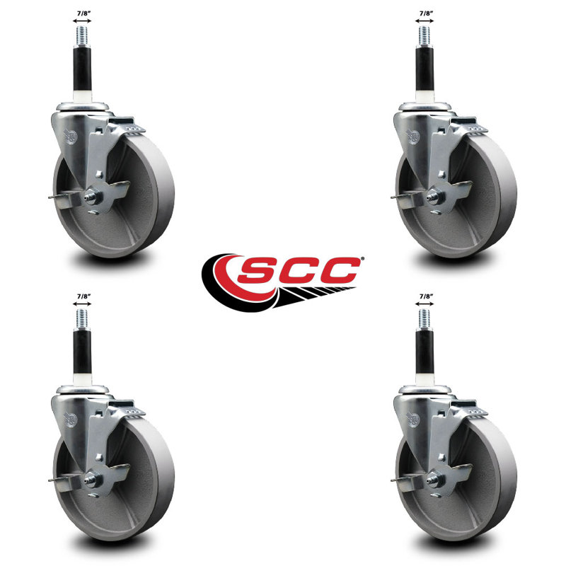 Ensemble de roulettes extensibles semi-pivotantes 7/8 pouces avec frein SCC