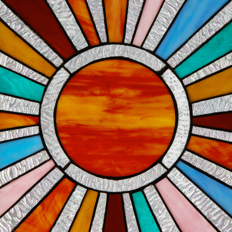 14.5"H Sunburst Colorful Stained Glass Window Panel