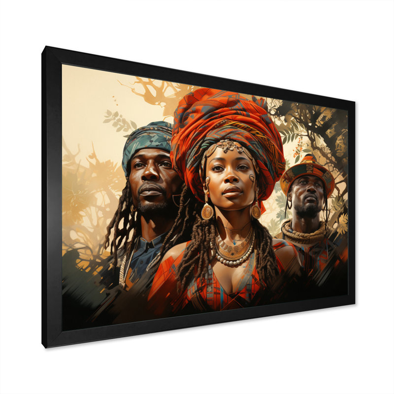 Couple africain résilient II - impression, H 30 po x l 40 po x P 1,5 po, Cadre simple noir