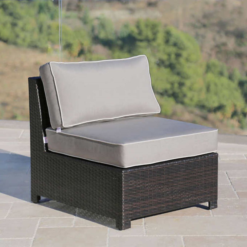 Monaco Armless Chair (2-Pack), Gray Fabric And Brown Frame