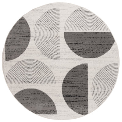 Tuy Temple Bcf/Jute/Latex/Overlock Geometric Rug in Ivory/Grey