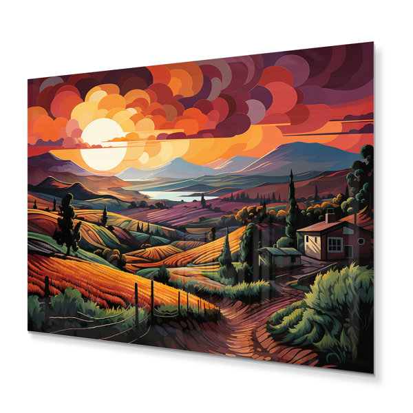 Loon Peak® " Vineyard Sunset Rows Of Ruby Landscape III " - Wayfair Canada