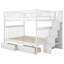 Lit superposé avec deux tiroirs et rangement, blanc, double sur double, H 65,60 po x l 57,50 po x L 93,50 po-113791485