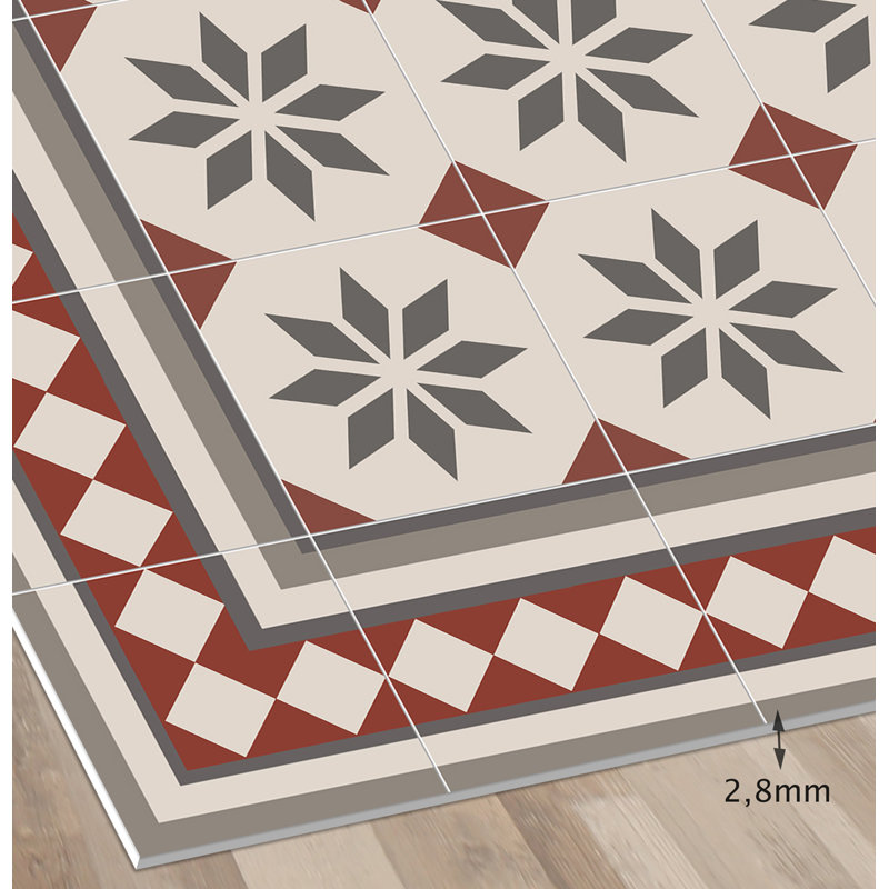 Endi Vinyl Machine Printed Area Rug, Rectangle 3'3.4" x 4'4.4"