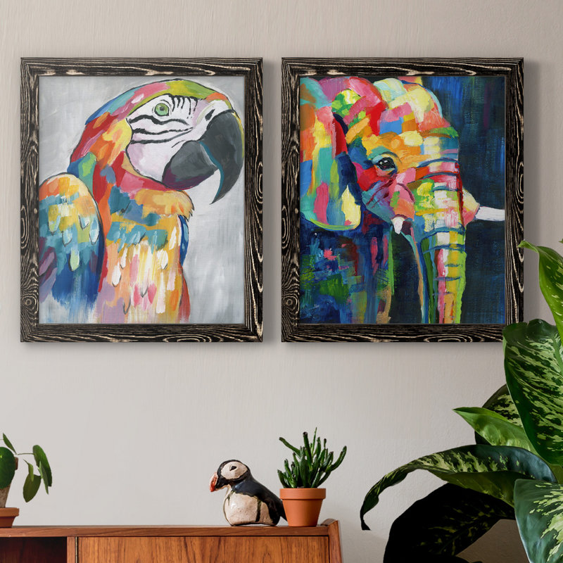 «Vibrant Parrot», ensemble de 2 reproductions d'impressions, H 24 po x l 36 po x P 1,5 po, H 31,5 po x l 47 po x P 1,5 po