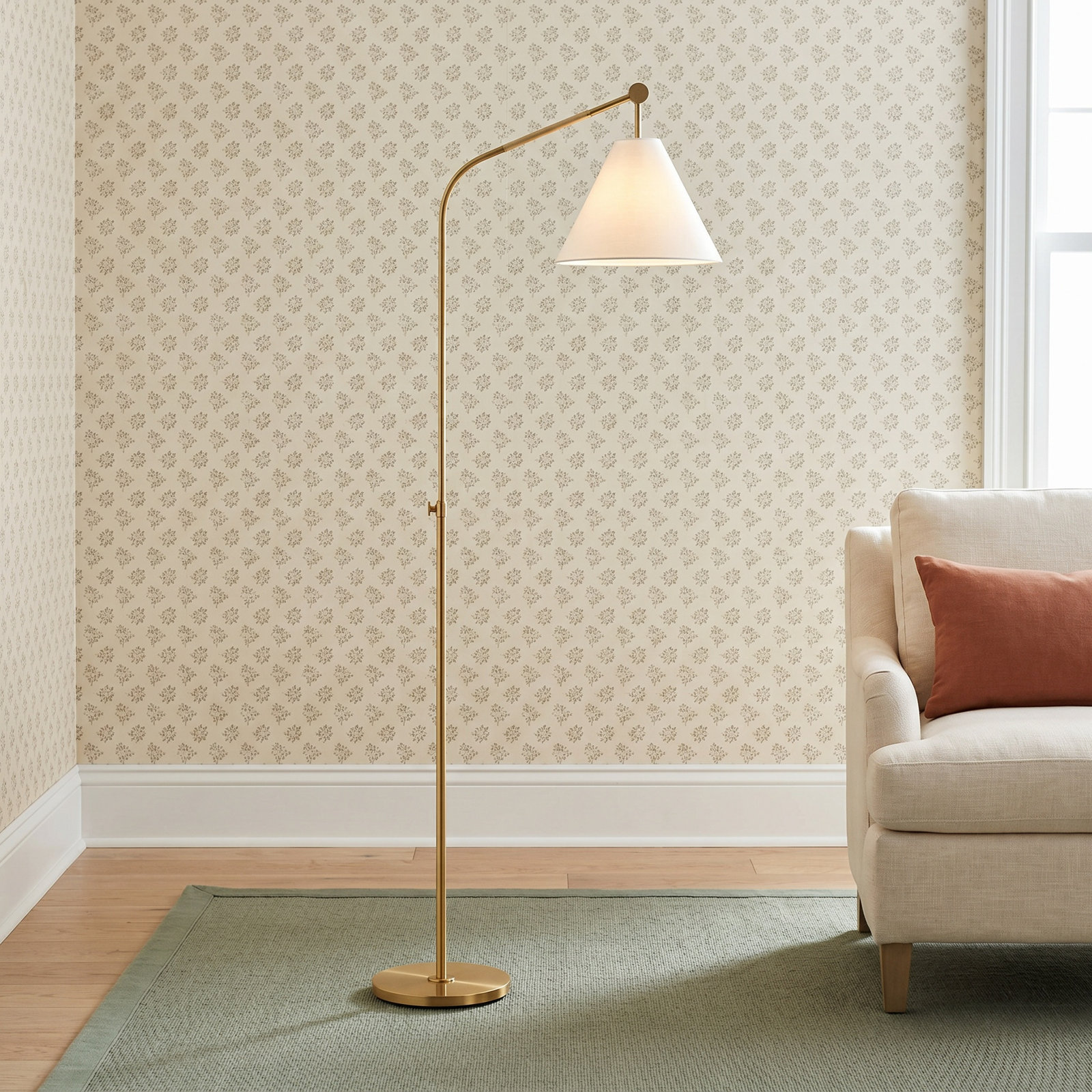 63.62'' Dimmable Floor Lamp, Burnished Brass