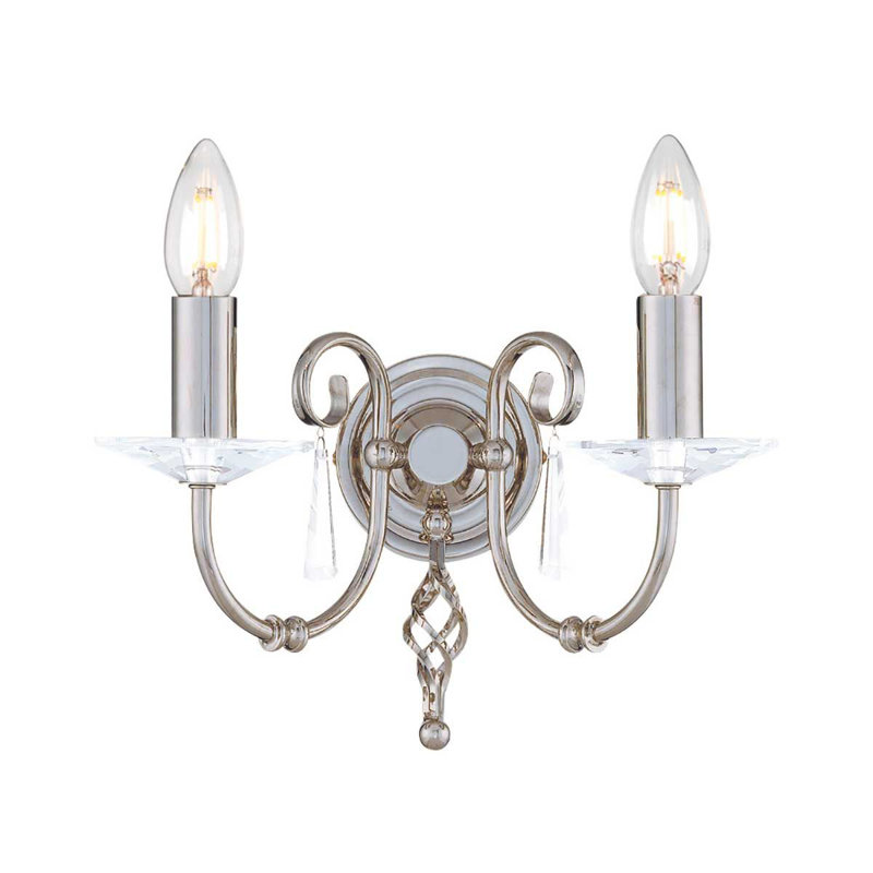 Thebes Candle Wall Light, Polished Nickel