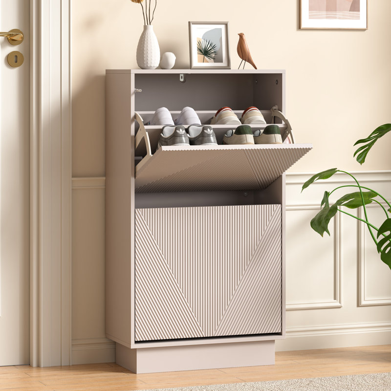 8 Pair Flip Down Shoe Storage, Cashmere