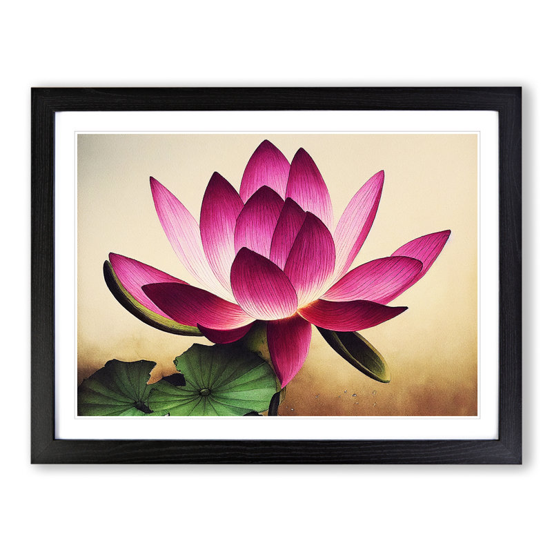 Unique Lotus Flower - Framed Print, Black, 46cm H x 64cm W x 2cm D