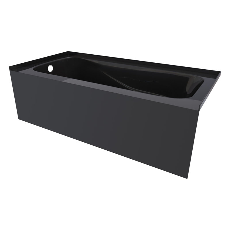 66'' x 30'' Soaking Acrylic Bathtub, Left, Black