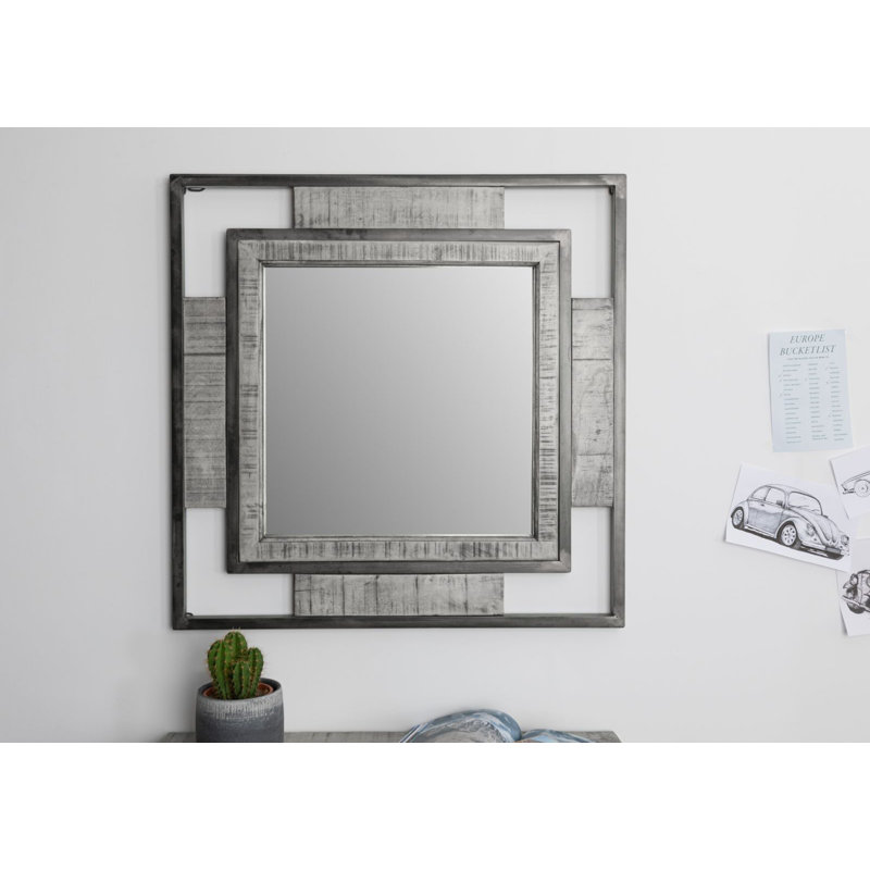Heavy Industry Wood Wall Mirror, Grey