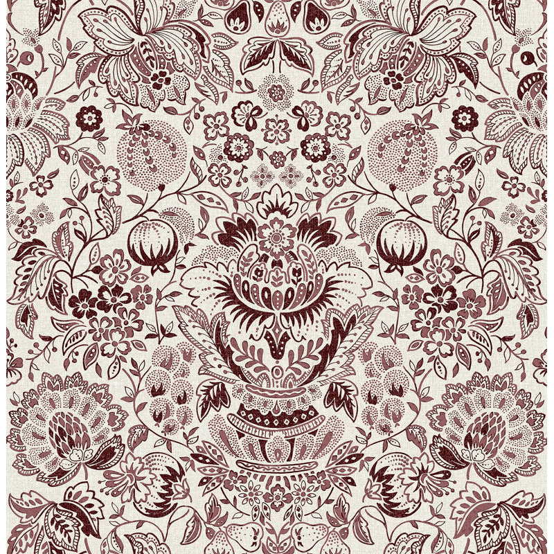 Papier peint damassé blanche Blanche, Mauve