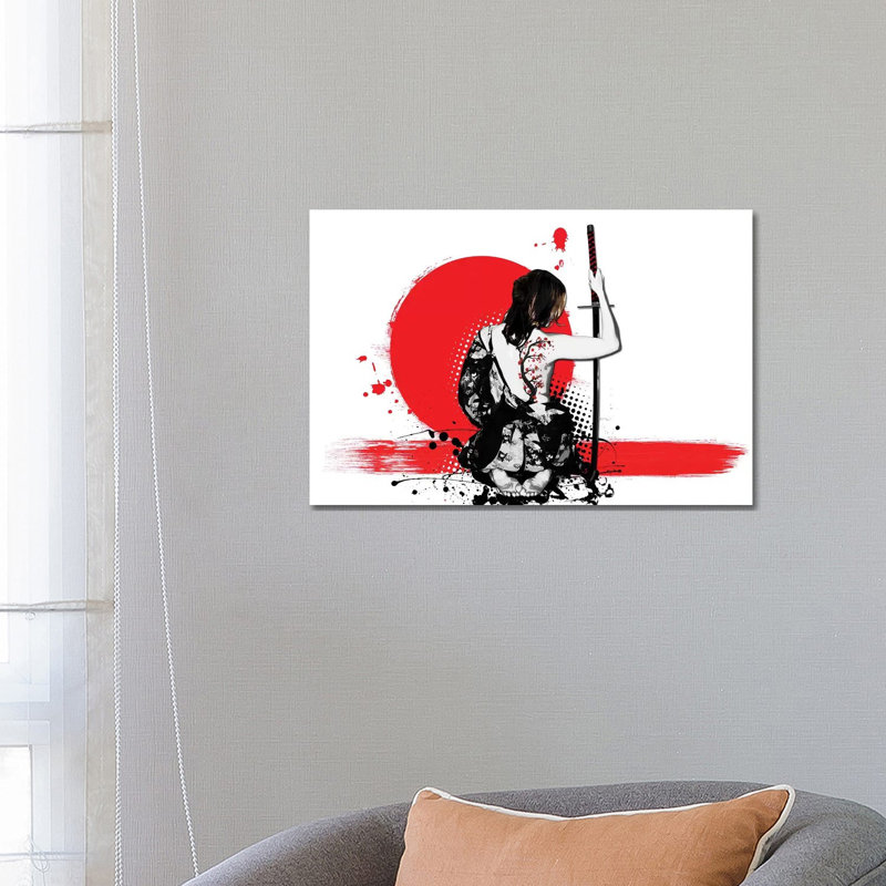 Trash Polka - Female Samurai 1 Piece Wrapped Canvas Wall Art, 66.04 cm H x 45.72 cm W x 3.175 cm D