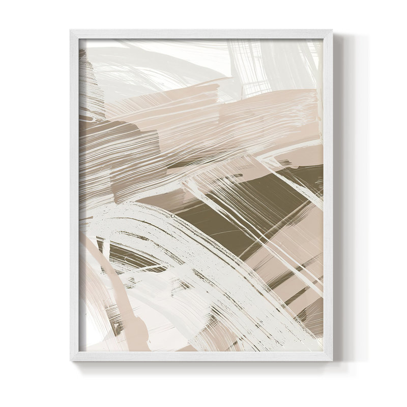 «Earthtone Swipe I», reproduction encadrée - bois massif, Blanc, H 14 po x l 11 po