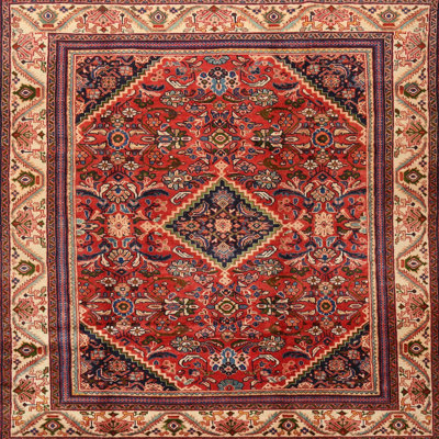 Tapis oriental rouge / ivoire