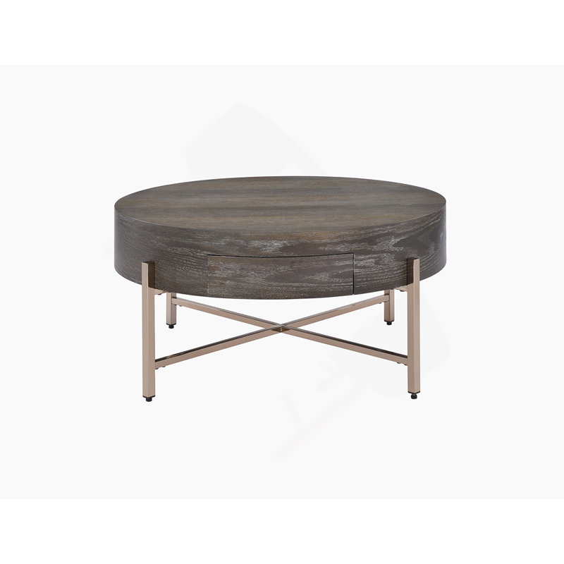 Table basse brun clair et champagne