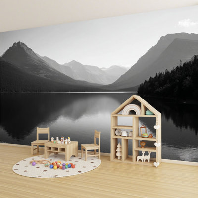 Peel and Stick Wallpaper 96" L x 69" W Modern Self Adhesive Wall Mural for Bedroom Black white photo Bowman Lake