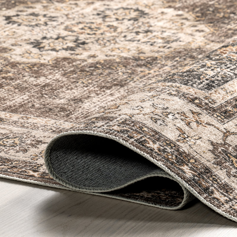 Tapis vintage lavable à la machine Guendi, Rectangle 9 pi x 12 pi