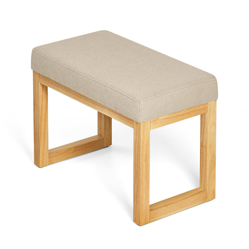 Modern Minimalist Bench With Solid Wood Frame And Soft Cushion, Brown