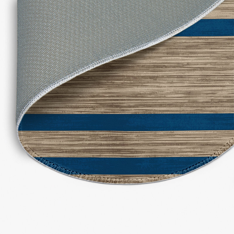 Tapis intérieur / extérieur gris HorizontalStripes, Rond 5 pi