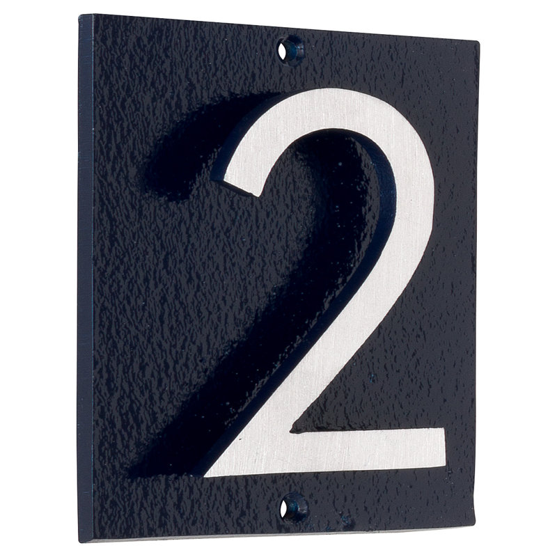 Plaque d’adresse murale sur 1 ligne flottante, Bleu marine, Nickel satiné deux tons, Oui