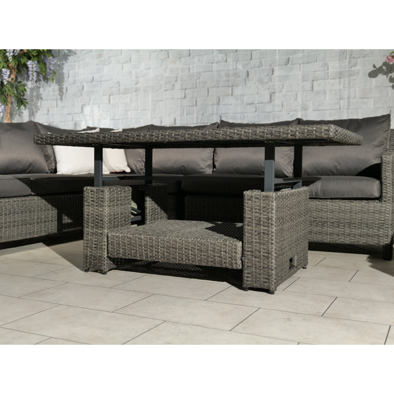 PARIS 7pc Deluxe Modular Corner Dining Set 2pc LH / RH Sofa, 1pc Corner Chair, 1pc Middle Chair & 2 Stools with Cushions with 150x80cm Adjustable Height Dining Table (68cm Dining / 50cm Coffee)