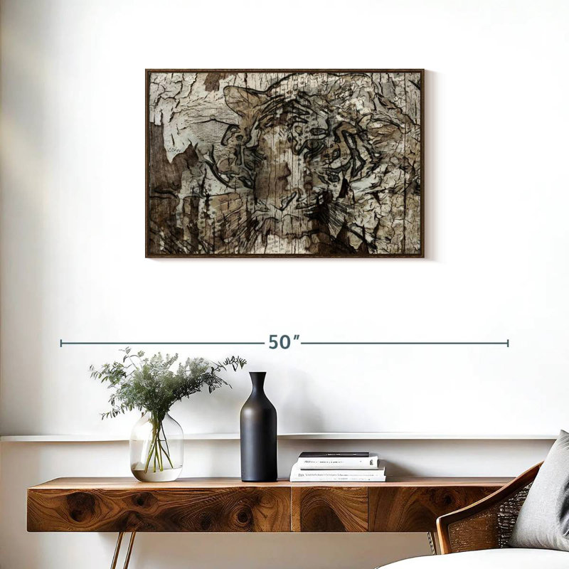 Brown Tiger, Floating Frame Walnut, 46" X 31"