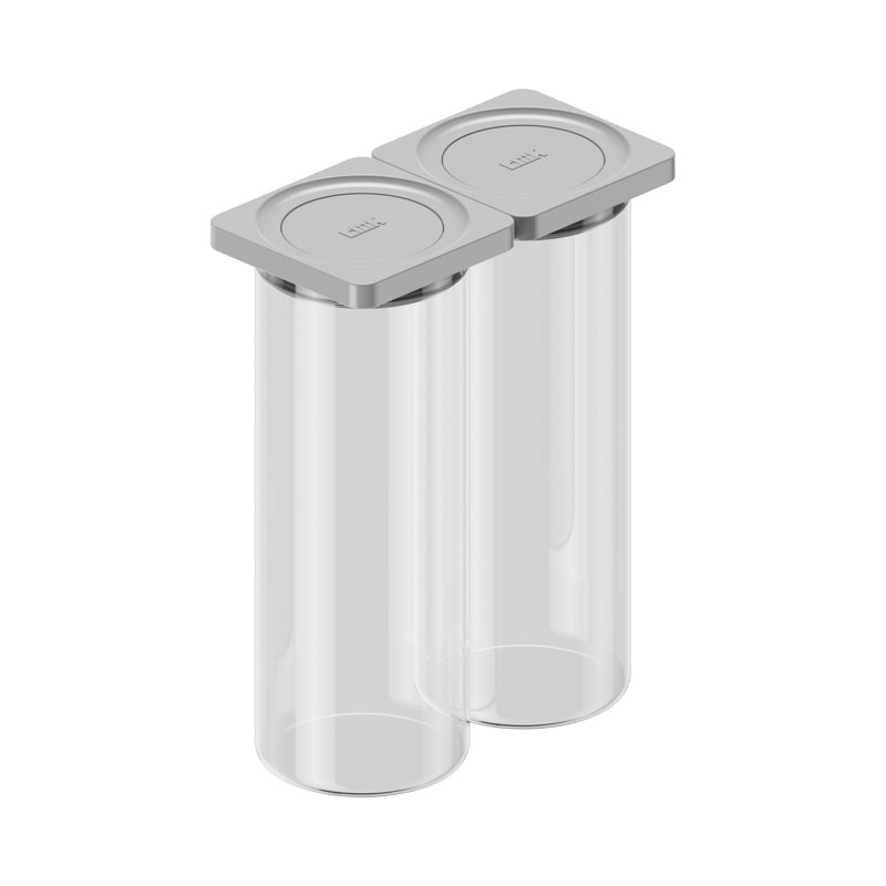 Press Glass Large 2 Pack Food Storage Container, 2.4L, Grey
