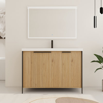 Ensemble de meuble-lavabo simple 48 po avec plateau en résine Hickory