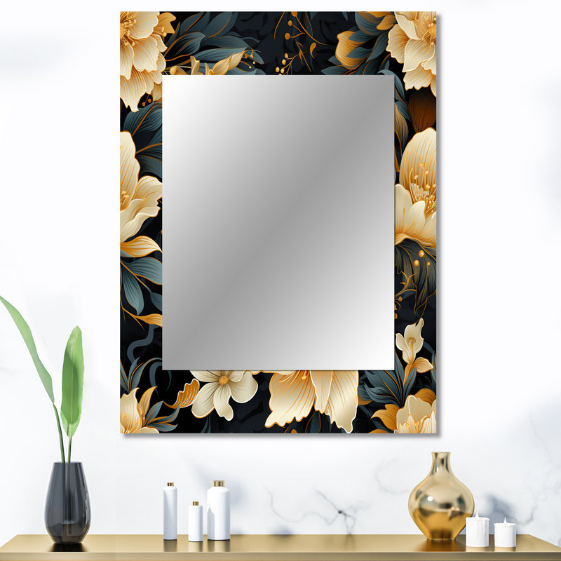 Alurd - pivoine beige sophistiquée sophistiquée - miroir décoratif floral, grand miroir mural de maison, art en métal imprimé