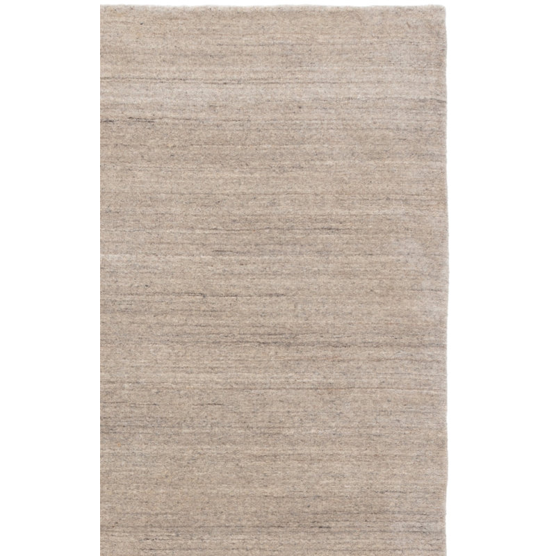 Morano Hand Loomed Wool/Cotton Solid Color Rug in Stone/Gray, Rectangle 9' x 12'