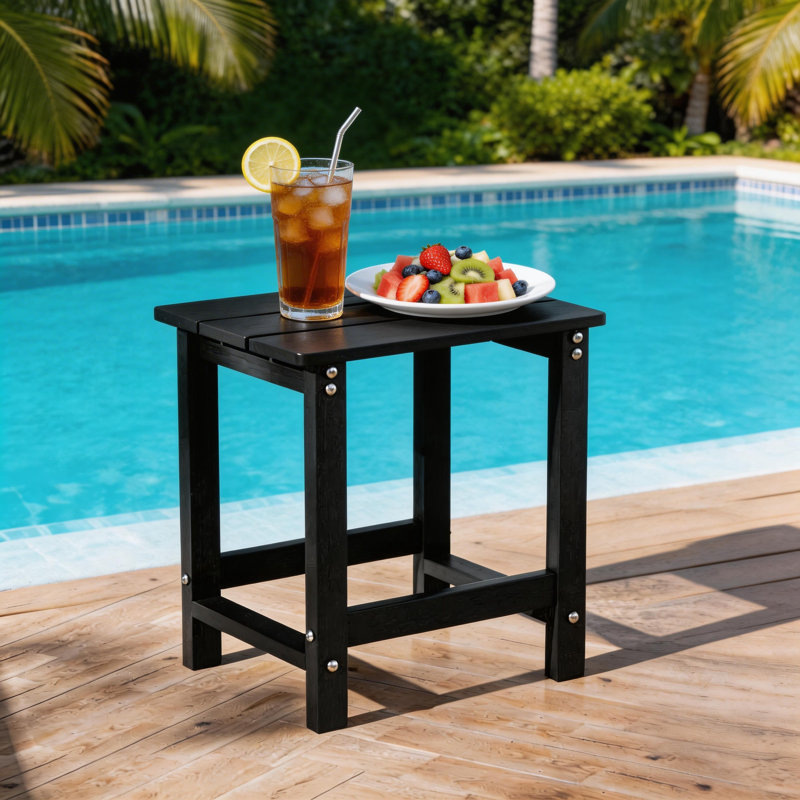 2PCS HIPS Outdoor Side Table , Durable Weather Resistant Patio Side Table for Adirondack Chairs, 200Lbs Load Bearing Square Small Outdoor Table for Backyard, Pool, Patio, Porch, Garden, Lawn, Relaxing Companion（set of 2）
