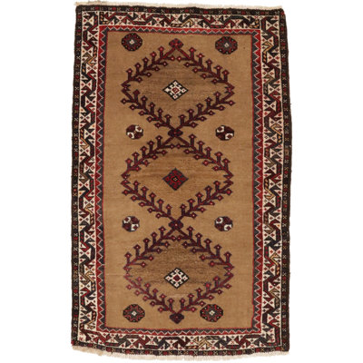 Tapis oriental rétro fait à la main kaki tribal 2 pi 4 po x 3 pi 8 po