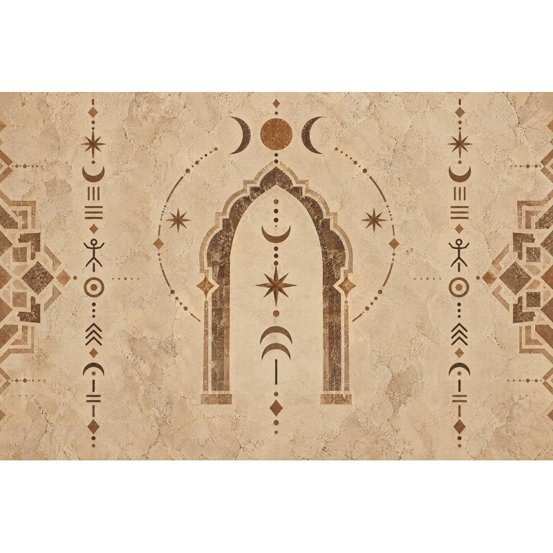 Papier peint géométrique céleste marocain, 140 po x 108 po, Textured Non-Pasted