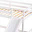 Lit superposé en forme de L pour 4 personnes Clean White, en bois de pin massif double et simple avec toboggan et échelle courte